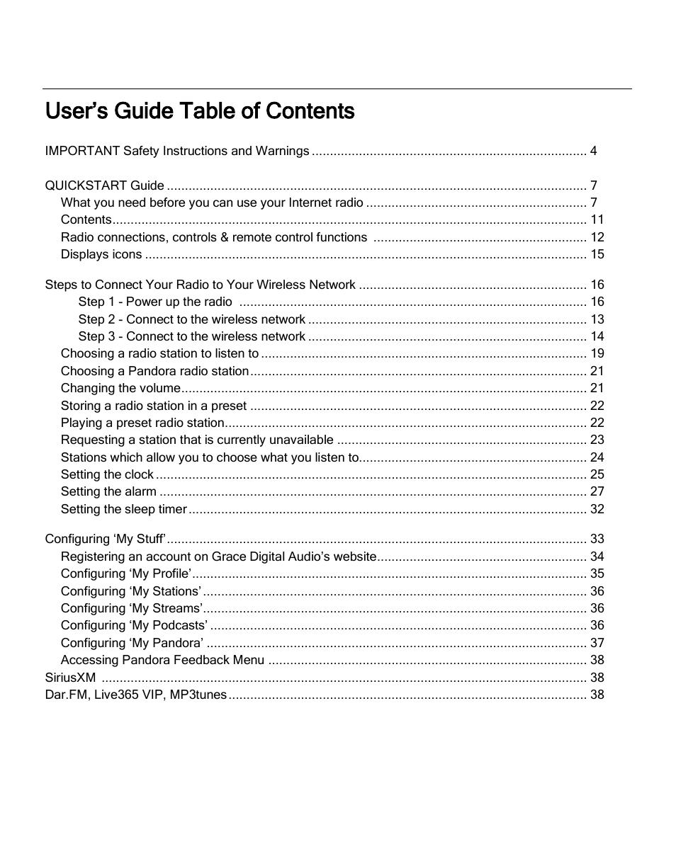 User’s guide table of contents | ECOXGEAR IRC6000: Mondo User Manual | Page 2 / 52