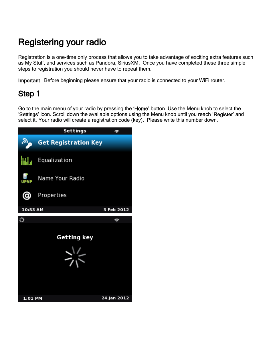 Registering your radio, Step 1 | ECOXGEAR IRC6000: Mondo User Manual | Page 33 / 52