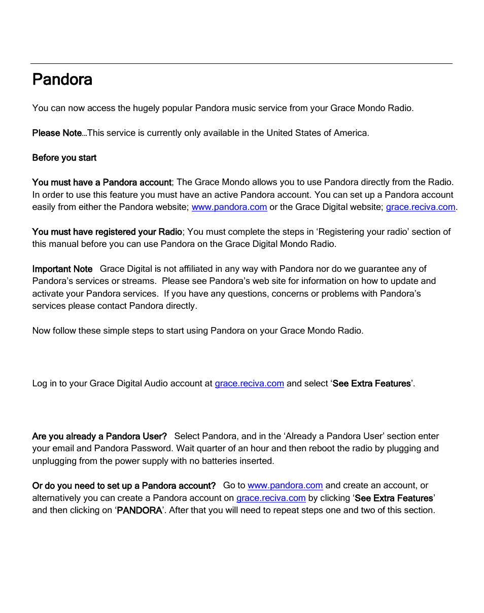 Pandora, Step 1, Step 2 | ECOXGEAR IRC6000: Mondo User Manual | Page 37 / 52