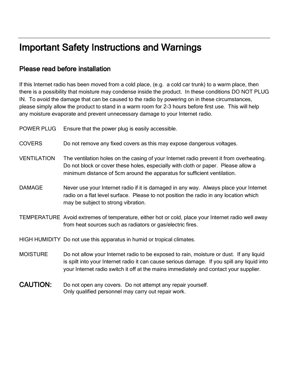 Important safety instructions and warnings | ECOXGEAR IRC6000: Mondo User Manual | Page 4 / 52