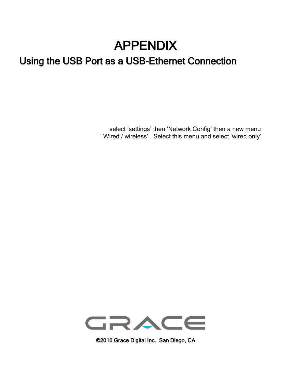 Appendix, Using the usb port as a usb-ethernet connection | ECOXGEAR IRC6000: Mondo User Manual | Page 52 / 52