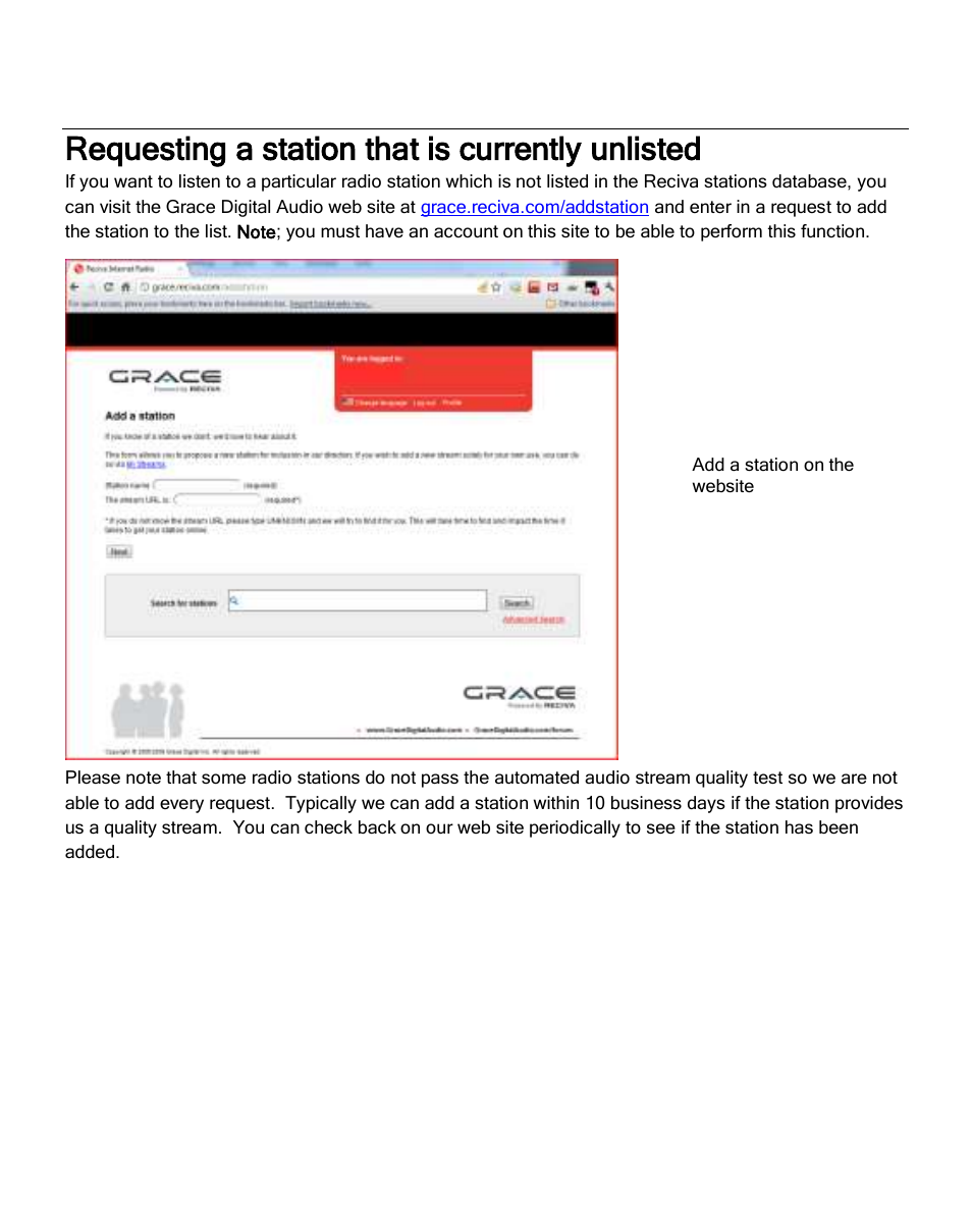 Requesting a station that is currently unlisted | ECOXGEAR IRCA700: Primo User Manual | Page 23 / 51