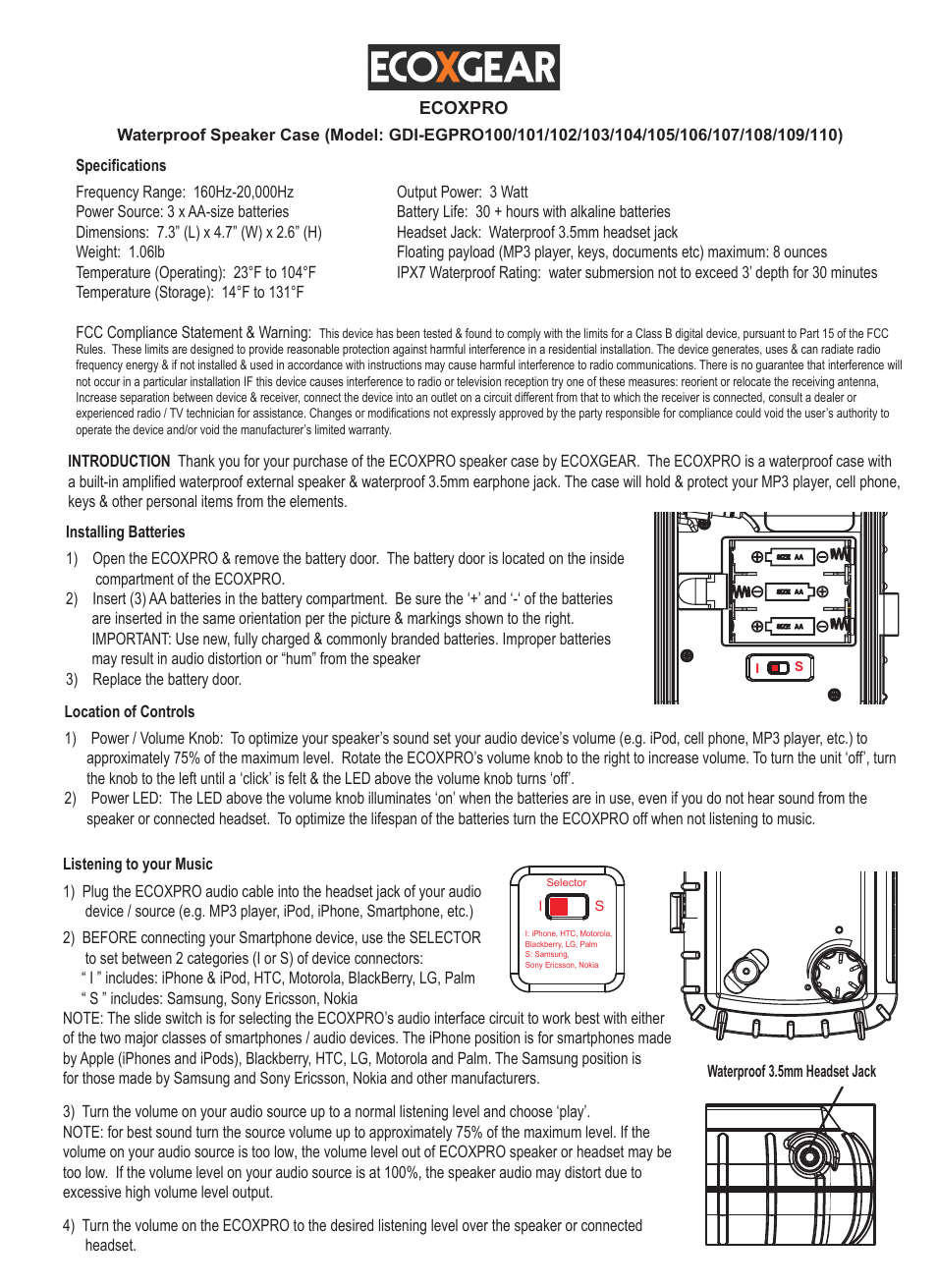 ECOXGEAR ECOXPRO User Manual | 3 pages