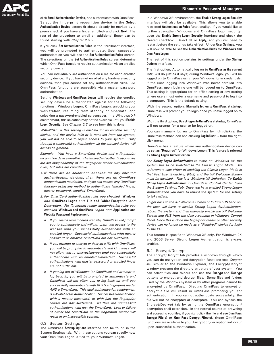 M.19 biometric password managers | APC BIOM34-EC User Manual | Page 17 / 18