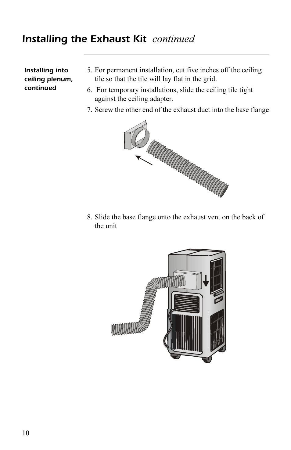 Continued, Installing the exhaust kit | APC AP7003 User Manual | Page 14 / 28