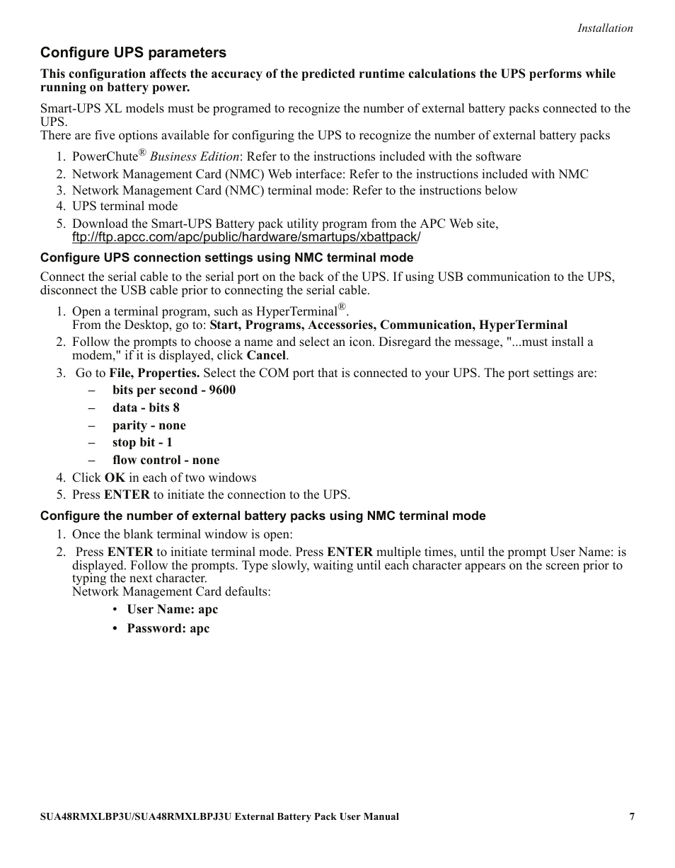 APC Smart-UPS XL External Battery Pack SUA48RMXLBP3U User Manual | Page 7 / 11