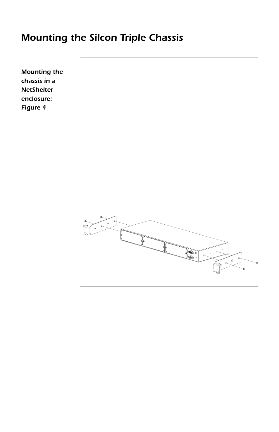 Mounting the chassis in a netshelter enclosure 7, Continued, Mounting the silcon triple chassis | APC SMARTSLOT DP300E User Manual | Page 13 / 40