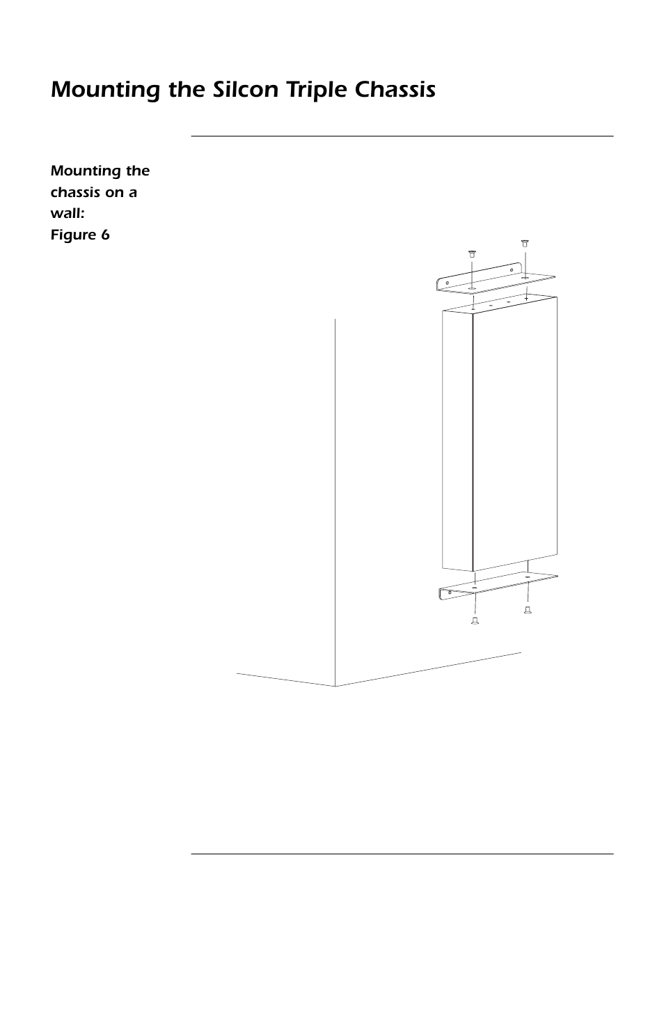 Mounting the chassis on a wall: figure 6, Mounting the chassis on a wall 9, Continued | Mounting the silcon triple chassis | APC SMARTSLOT DP300E User Manual | Page 15 / 40
