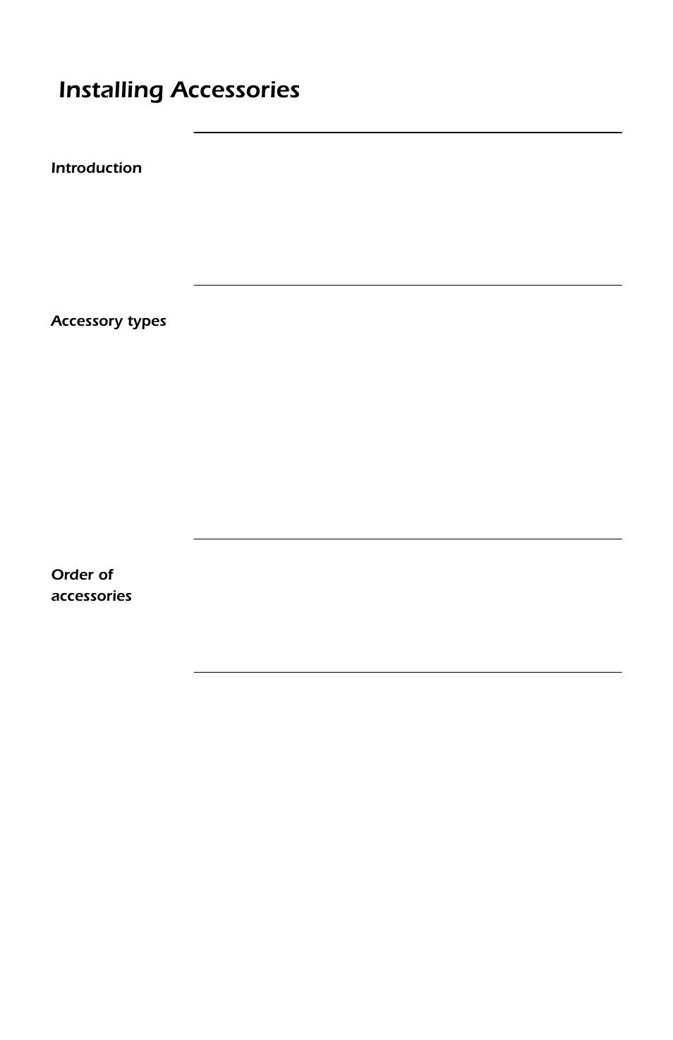 Installing accessories, Introduction, Accessory types | Order of accessories, Introduction 14, Accessory types 14, Order of accessories 14 | APC SMARTSLOT DP300E User Manual | Page 20 / 40
