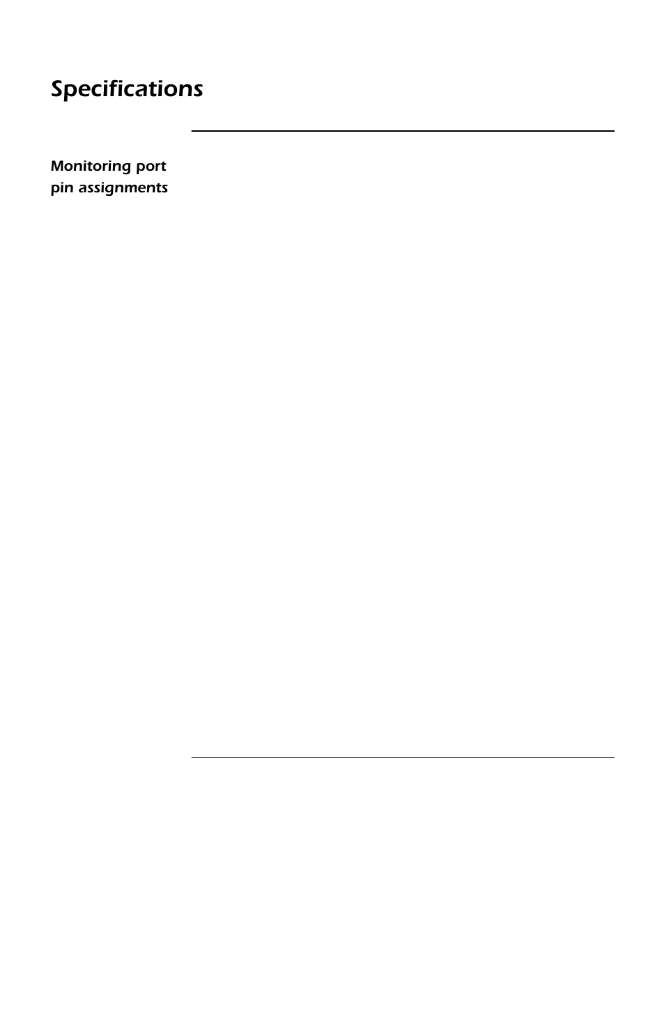 Specifications, Monitoring port pin assignments, Monitoring port pin assignments 27 | APC SMARTSLOT DP300E User Manual | Page 33 / 40