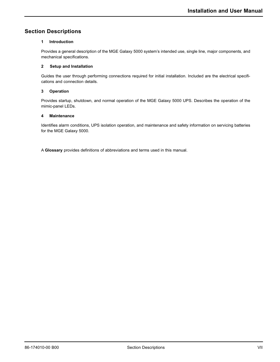 Installation and user manual | APC MGE GALAXY 5000 40 130KVA User Manual | Page 13 / 76