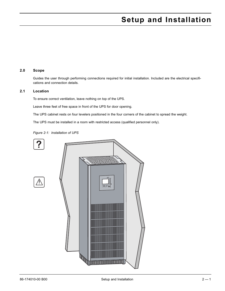 Setup and installation | APC MGE GALAXY 5000 40 130KVA User Manual | Page 23 / 76