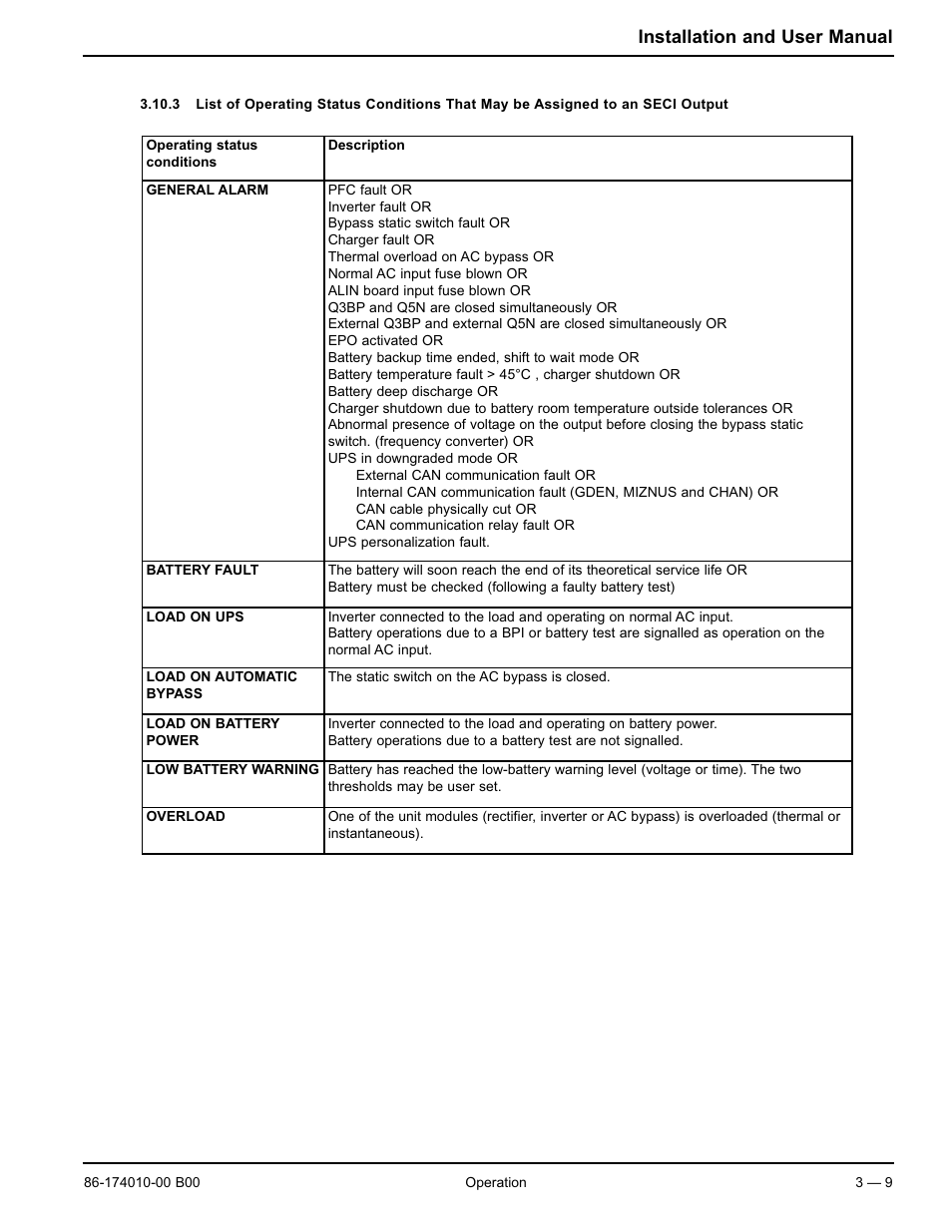 Installation and user manual | APC MGE GALAXY 5000 40 130KVA User Manual | Page 43 / 76