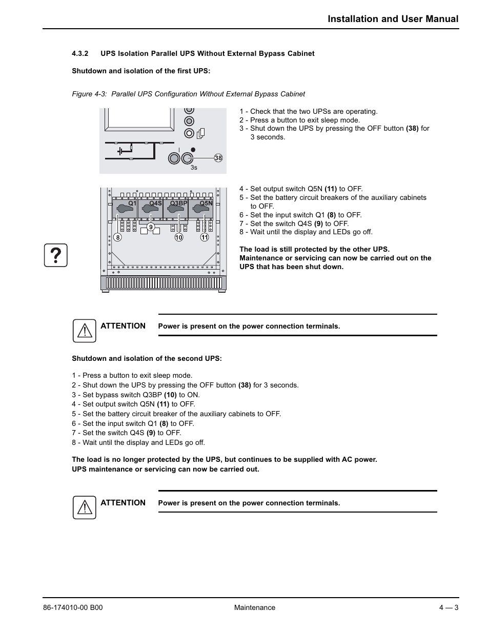 Installation and user manual | APC MGE GALAXY 5000 40 130KVA User Manual | Page 49 / 76