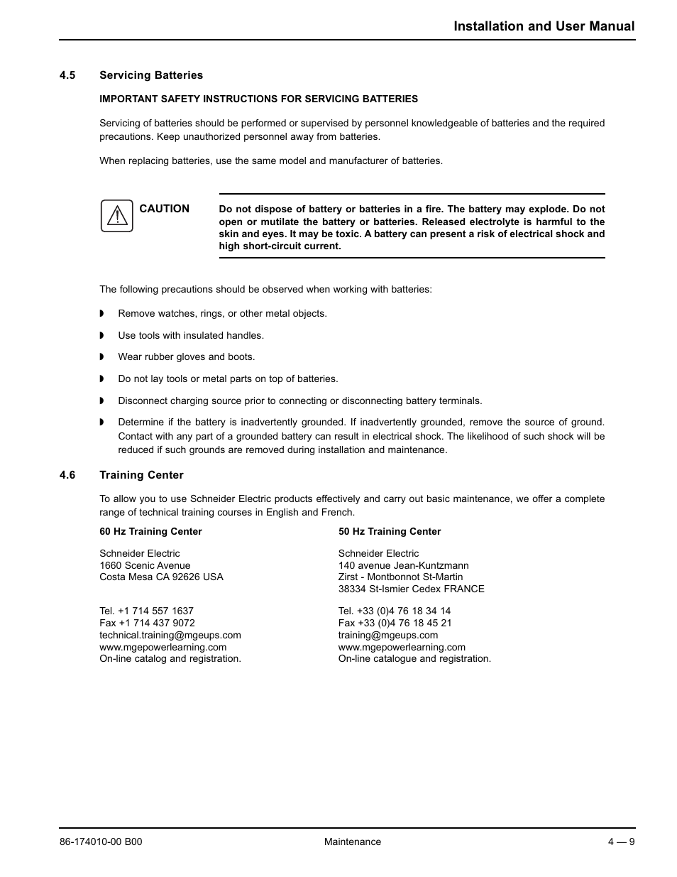 Installation and user manual | APC MGE GALAXY 5000 40 130KVA User Manual | Page 55 / 76