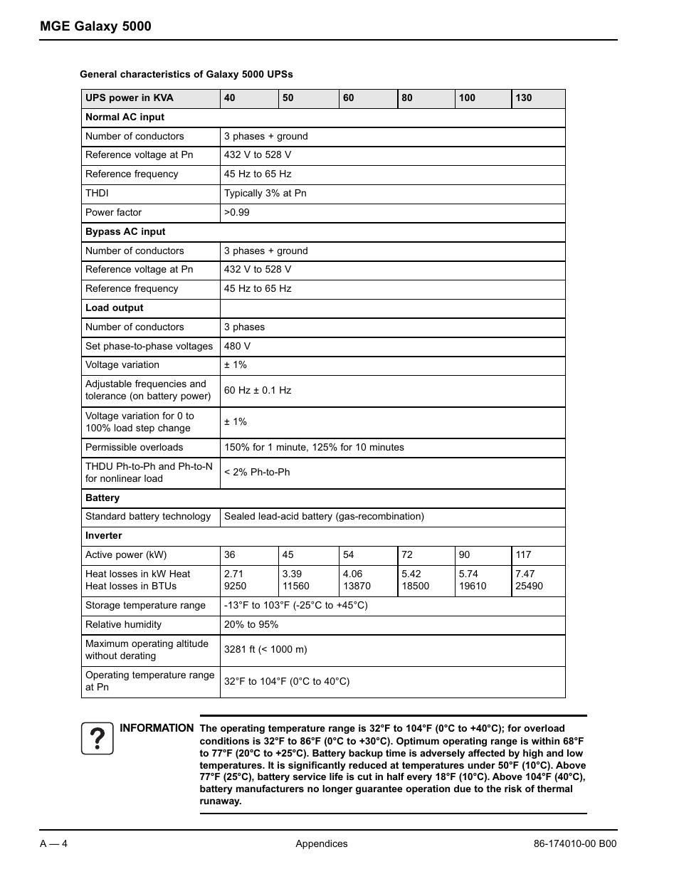 Mge galaxy 5000 | APC MGE GALAXY 5000 40 130KVA User Manual | Page 60 / 76