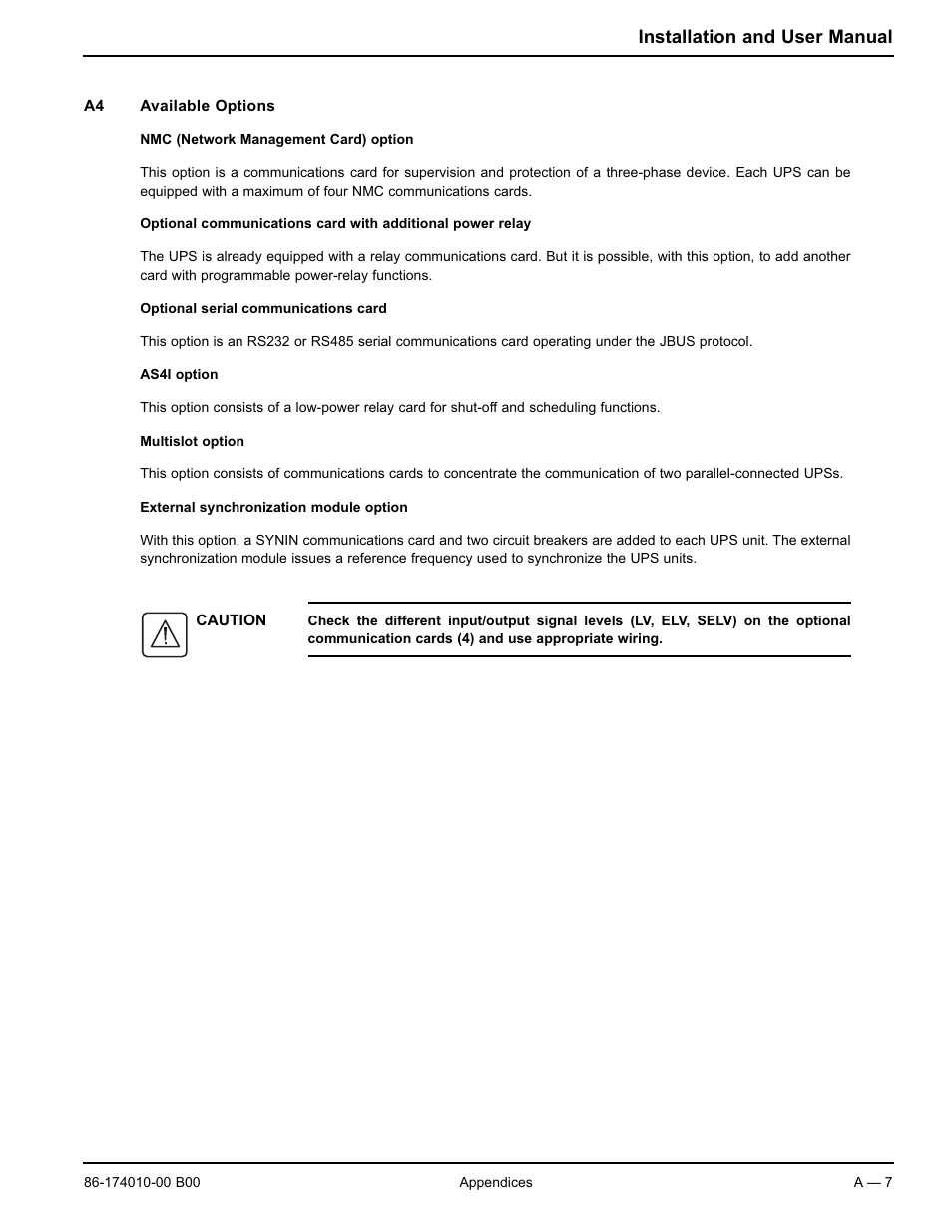 Installation and user manual | APC MGE GALAXY 5000 40 130KVA User Manual | Page 63 / 76