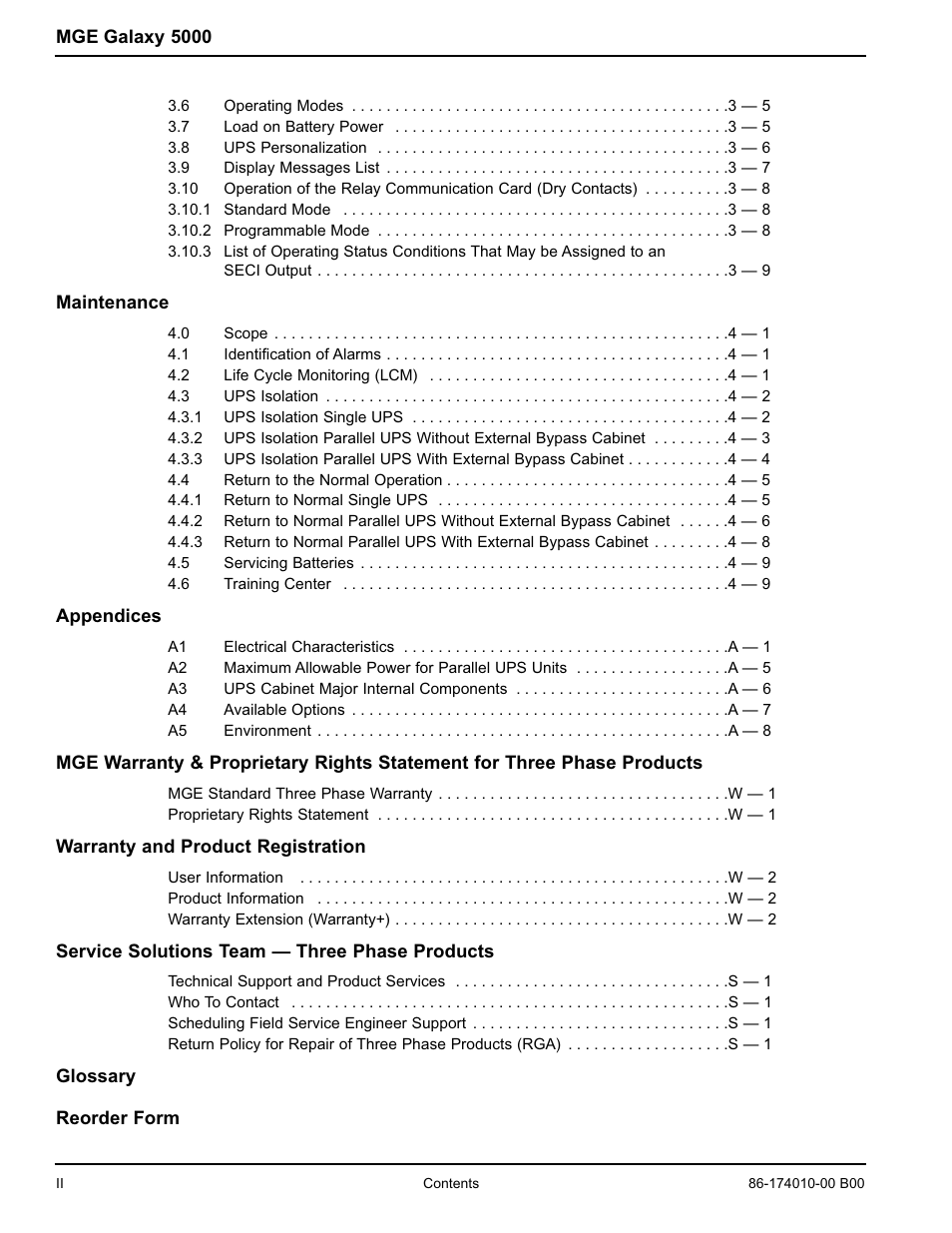 APC MGE GALAXY 5000 40 130KVA User Manual | Page 8 / 76