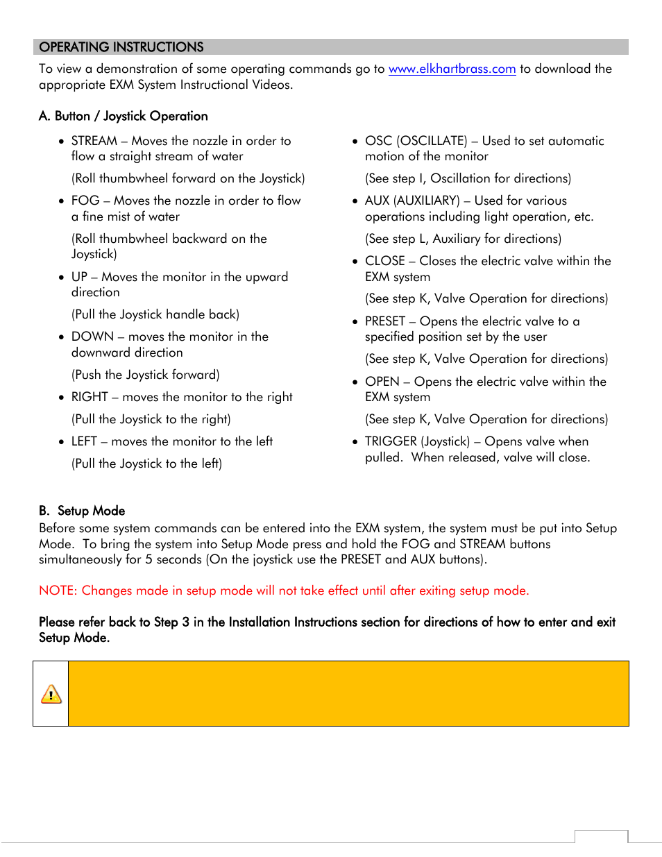 Caution | Elkhart Brass Cobra 7200 EXM Monitor User Manual | Page 22 / 42