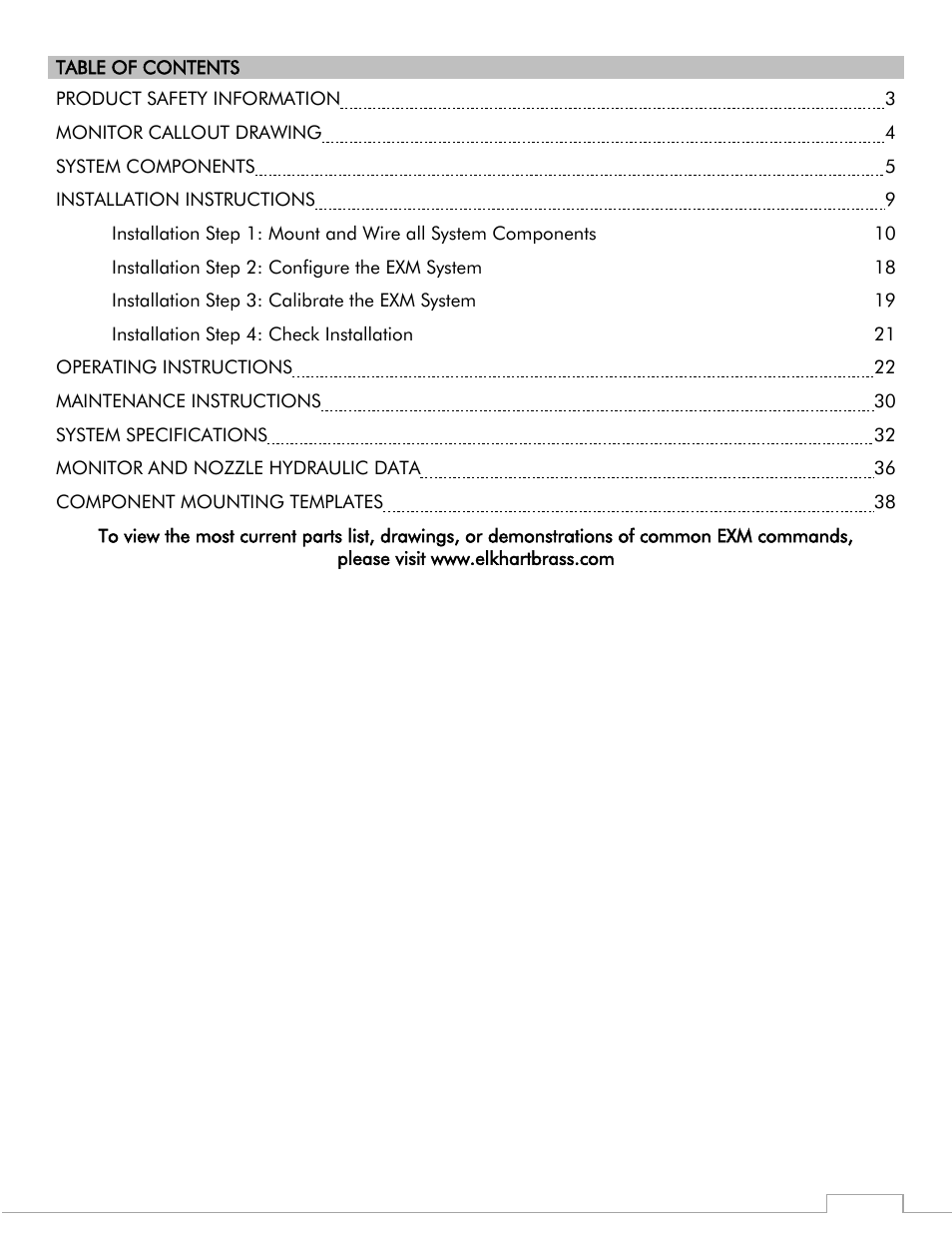 Elkhart Brass Cobra 7250 EXM Monitor User Manual | Page 2 / 42