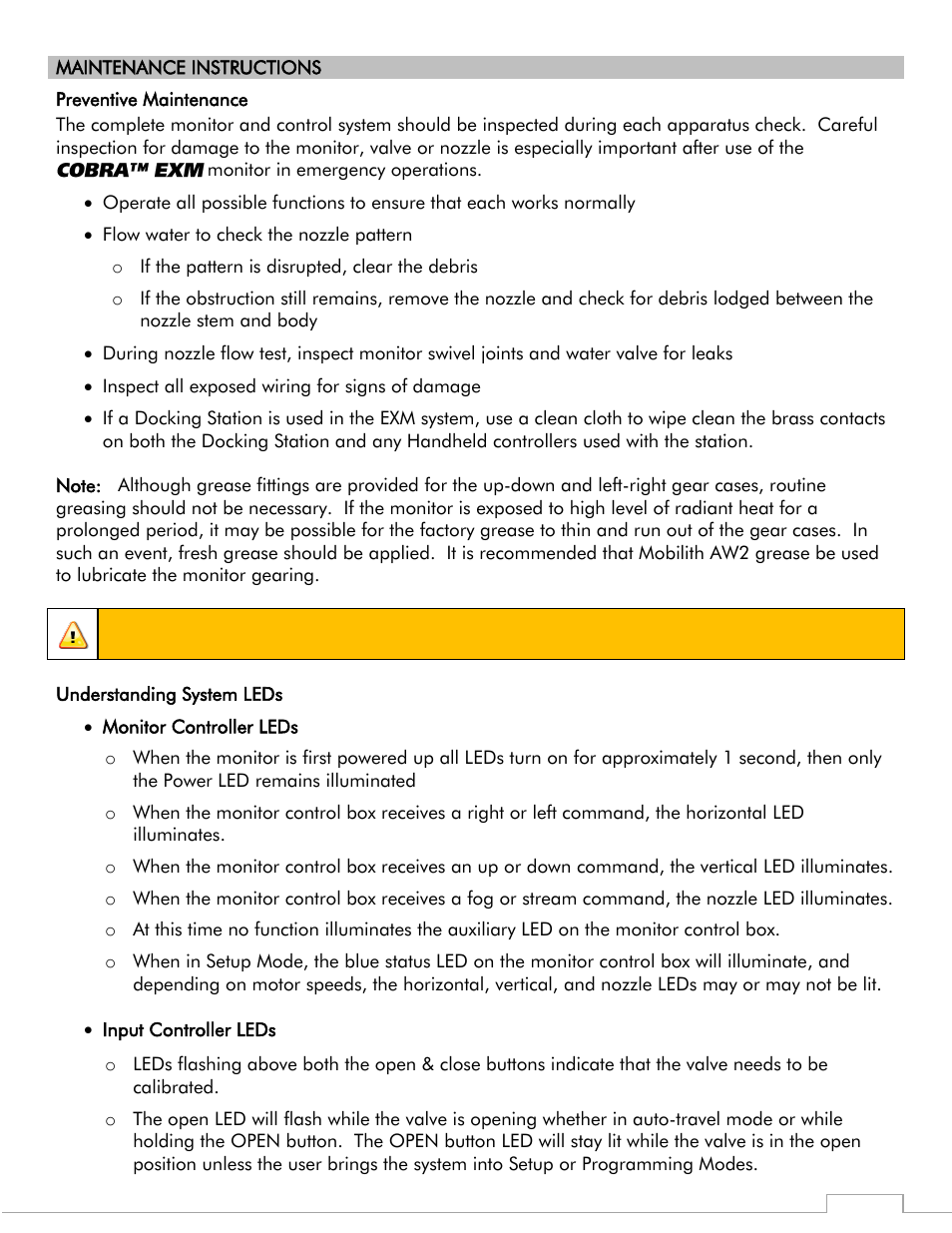 Caution | Elkhart Brass Cobra 7250 EXM Monitor User Manual | Page 30 / 42