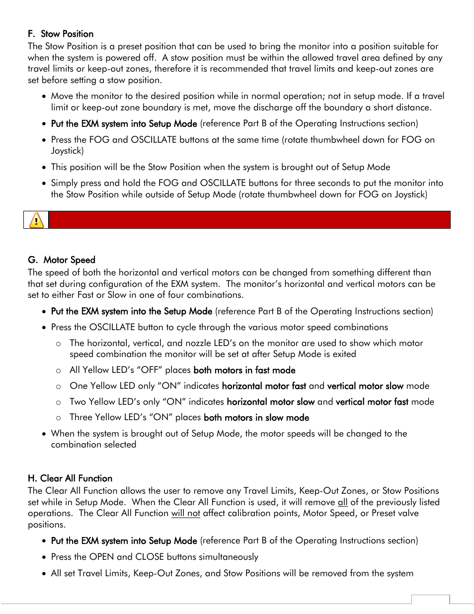 Warning | Elkhart Brass Scorpion 7400 EXM Monitor User Manual | Page 24 / 40