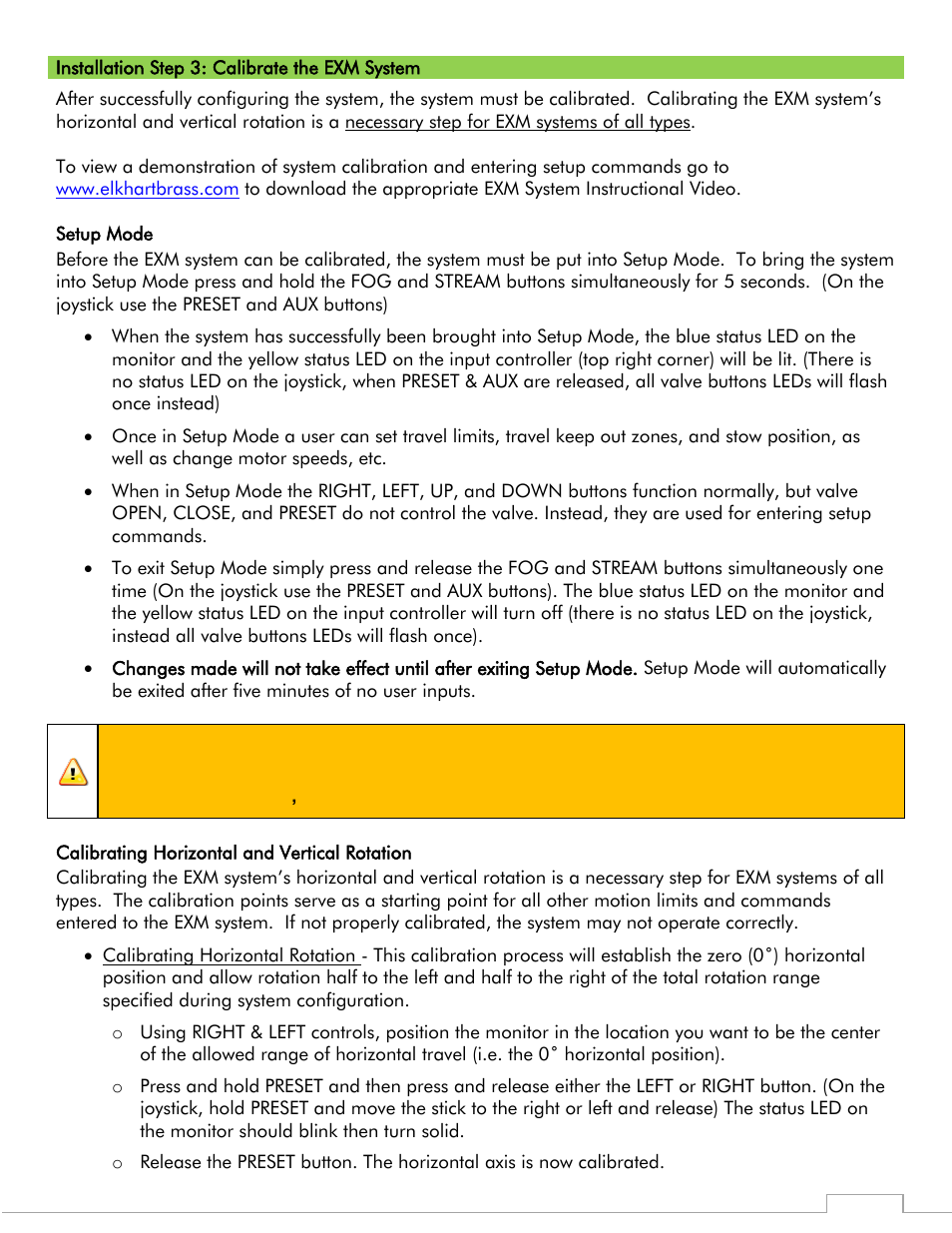 Caution | Elkhart Brass Sidewinder 7100 EXM Monitor User Manual | Page 18 / 42