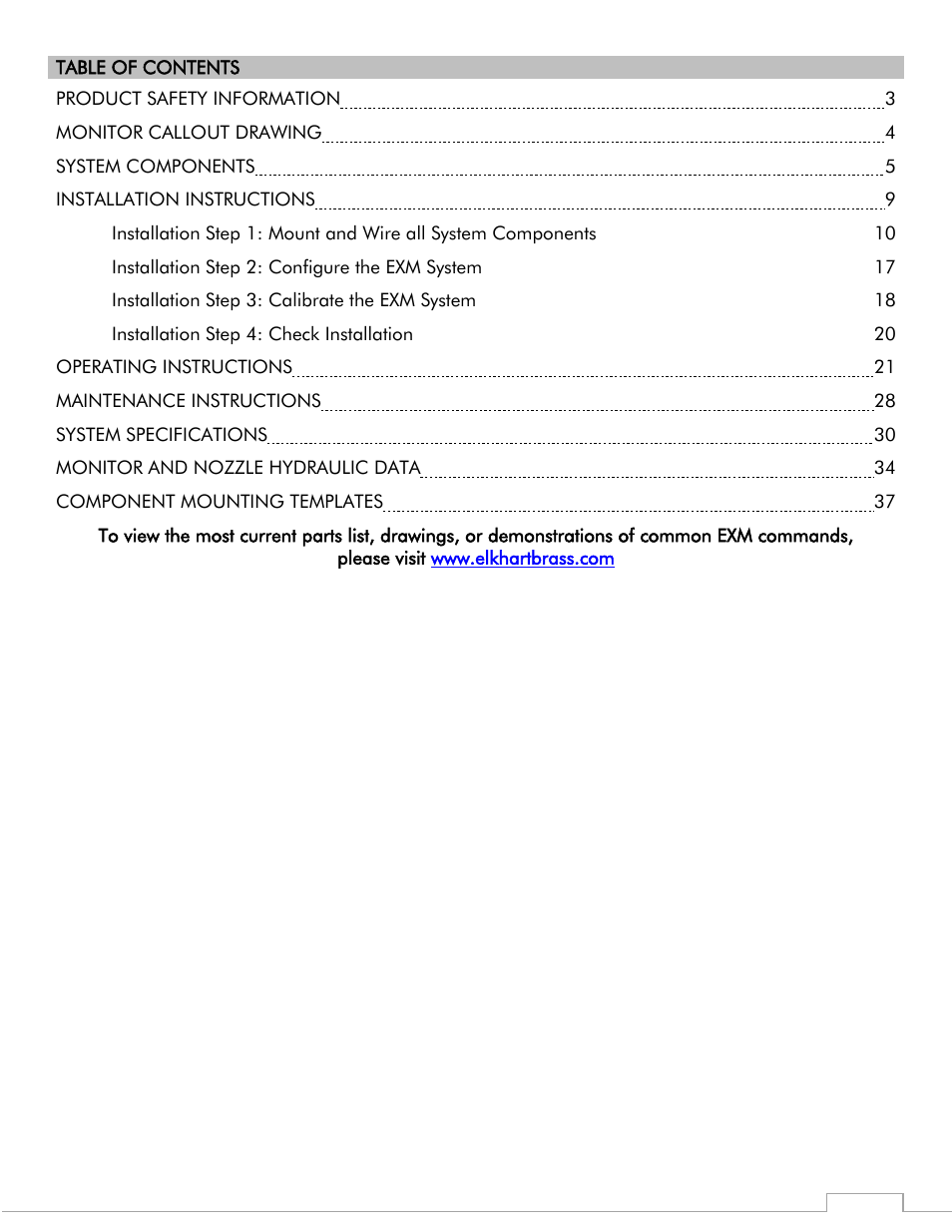 Elkhart Brass Sidewinder 7100 EXM Monitor User Manual | Page 2 / 42