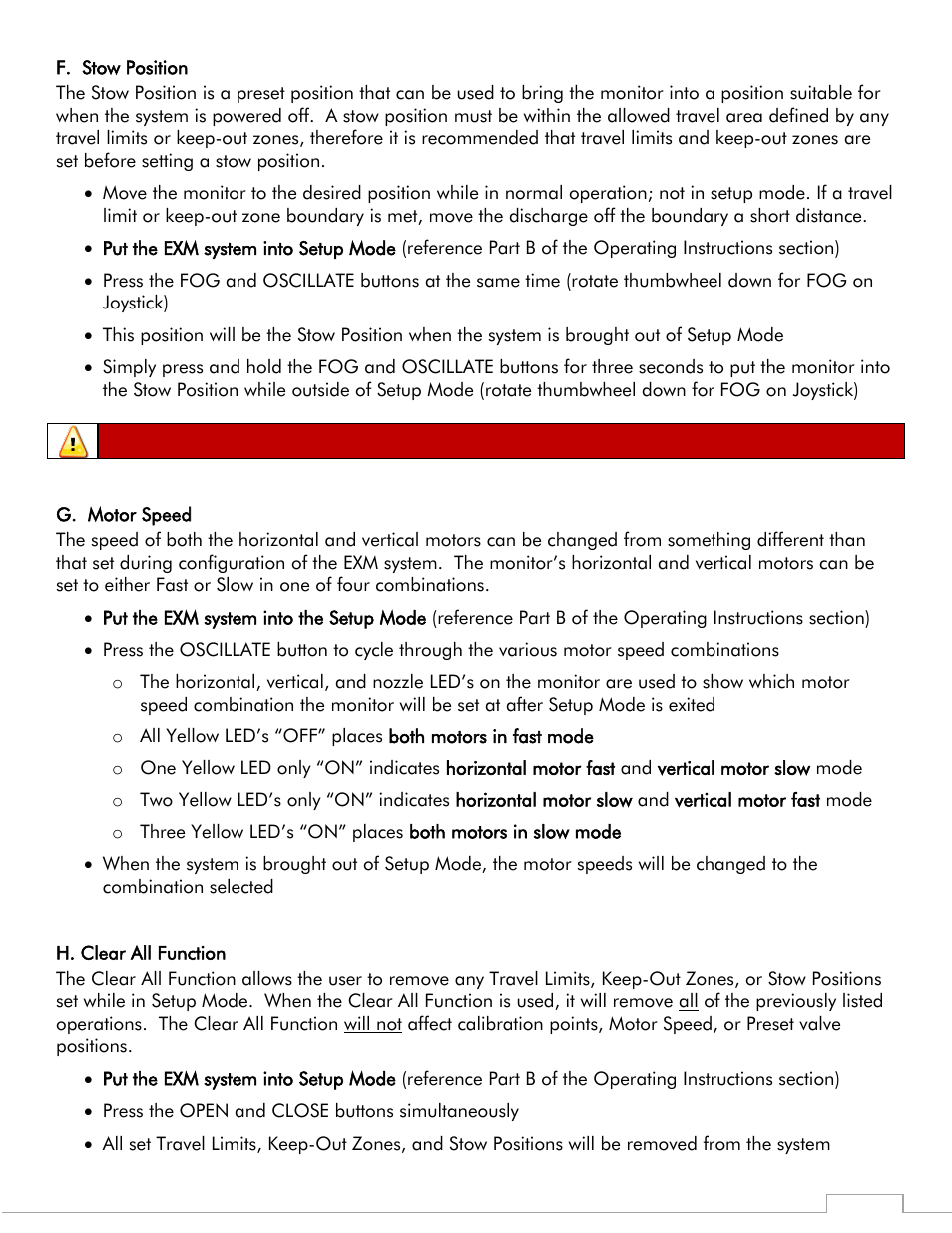 Warning | Elkhart Brass Sidewinder 7100 EXM Monitor User Manual | Page 24 / 42