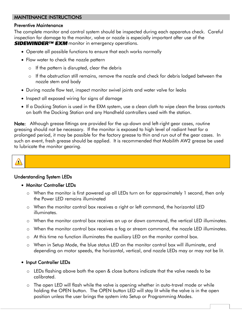 Caution | Elkhart Brass Sidewinder 7100 EXM Monitor User Manual | Page 28 / 42