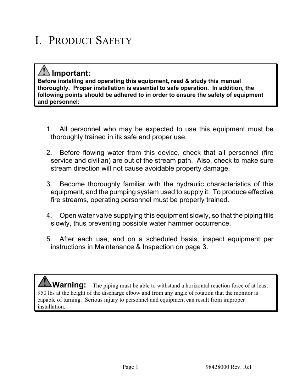 Product safety, Roduct, Afety | Elkhart Brass Vulcan 8593-xx User Manual | Page 5 / 16