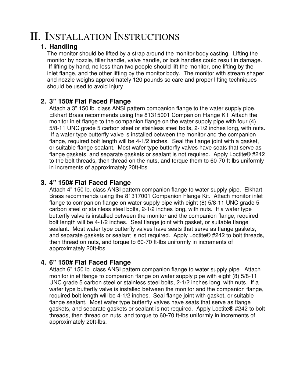 Ii. i, Nstallation, Nstructions | Elkhart Brass Copperhead 8593-IV User Manual | Page 3 / 17