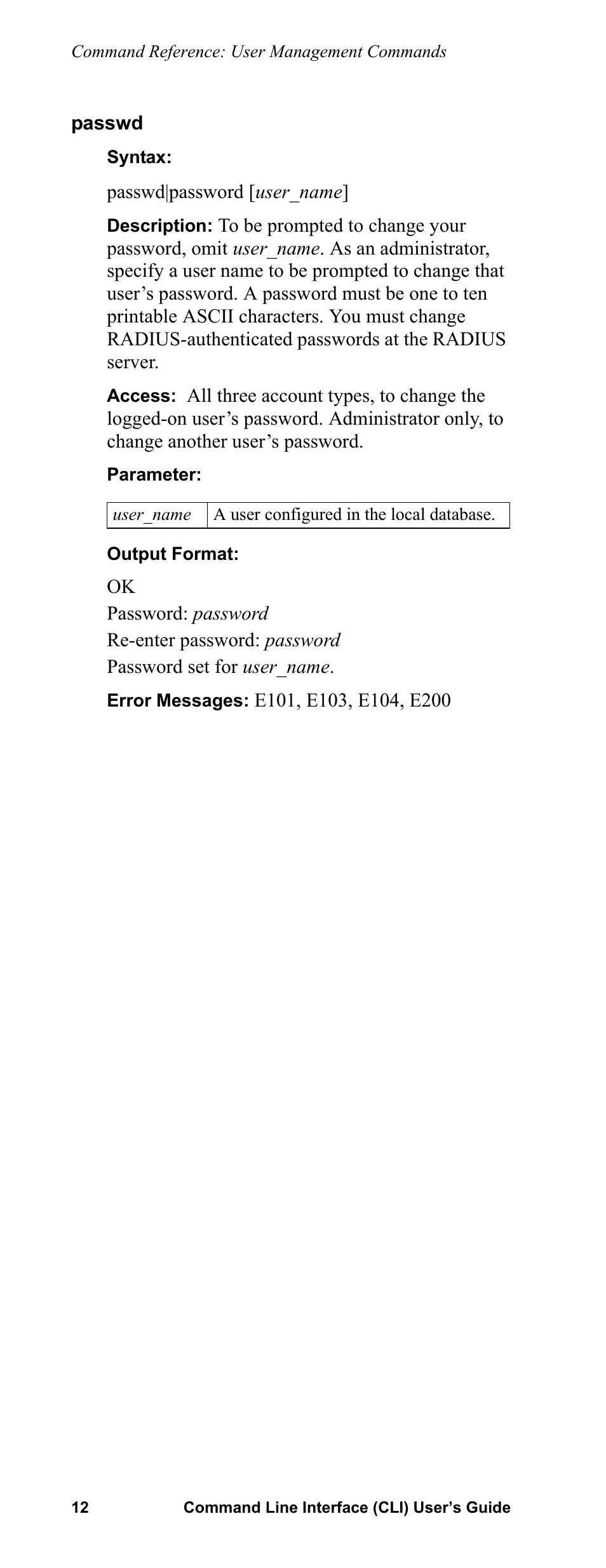 Passwd | APC Command Line Interface User Manual | Page 16 / 39