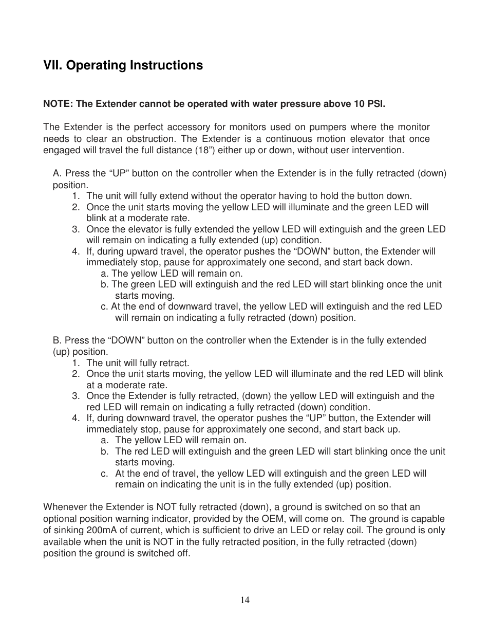 Vii. operating instructions | Elkhart Brass Extender 8598 User Manual | Page 16 / 22