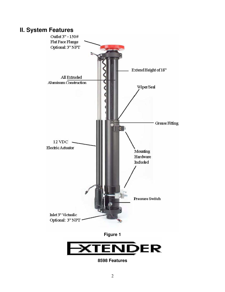 Ii. system features | Elkhart Brass Extender 8598 User Manual | Page 4 / 22