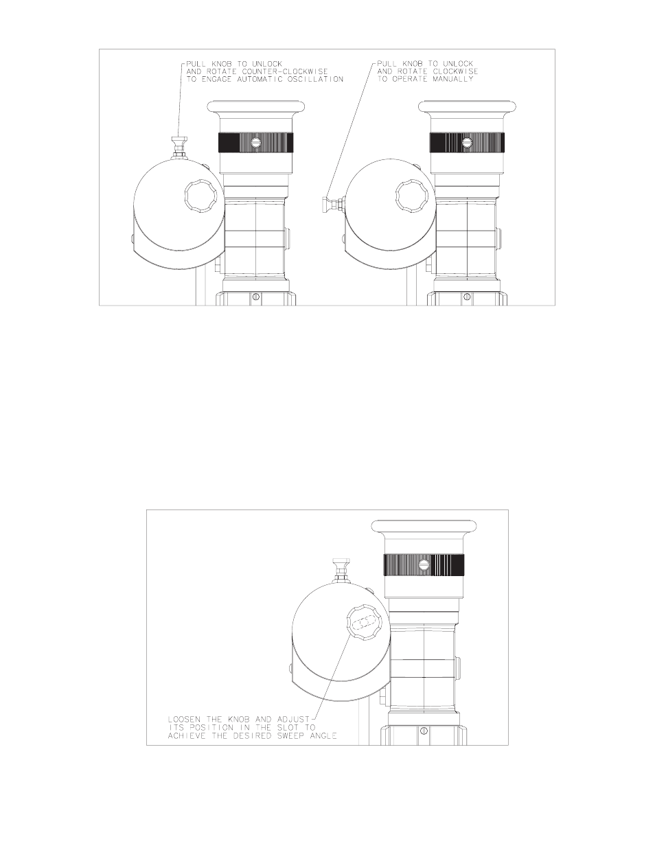 Vi. adjusting the sweep angle | Elkhart Brass Oscillating_RAN 3890 User Manual | Page 9 / 12