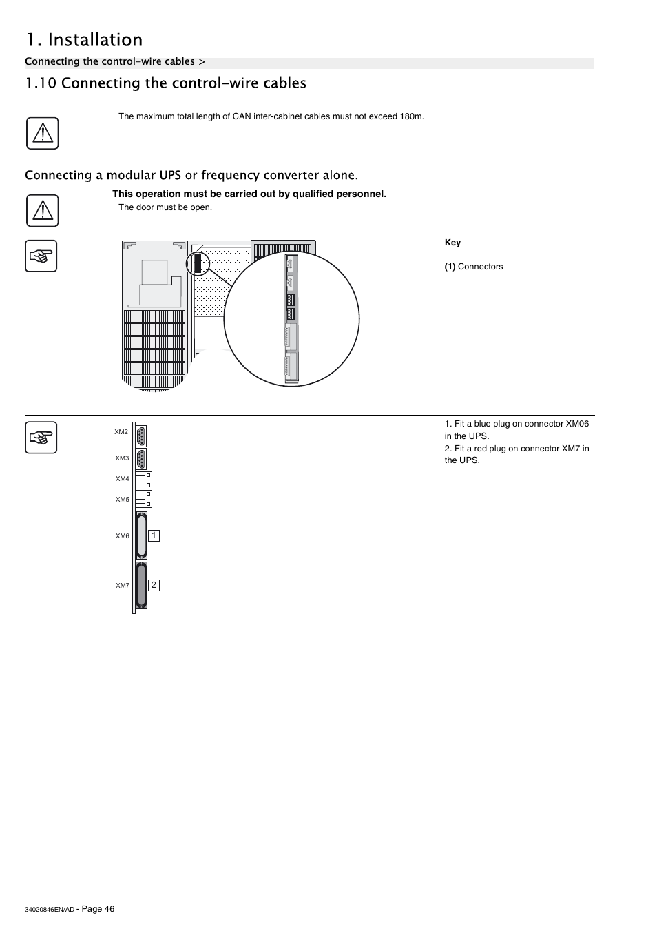 10 connecting the control-wire cables, Installation | APC GALAXY 7000 User Manual | Page 46 / 64