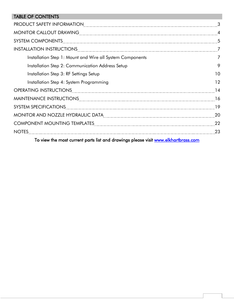 Elkhart Brass Scorpion RF 8294-07 User Manual | Page 2 / 24