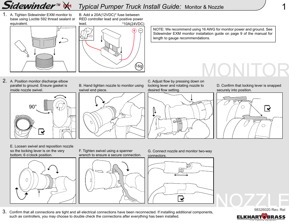 Elkhart Brass Sidewinder Typical Pumper Truck Install Guide User Manual | 4 pages