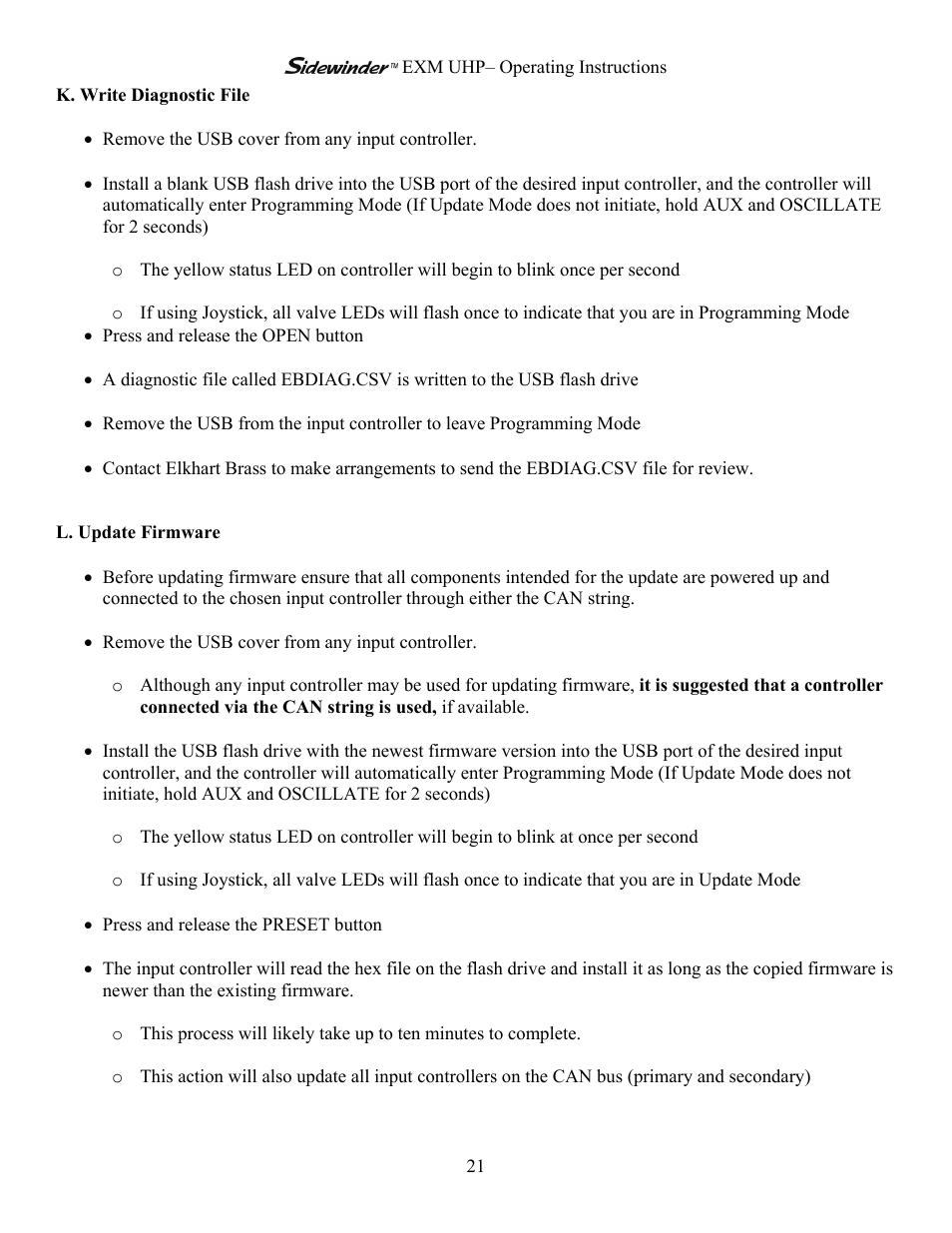 Elkhart Brass Sidewinder 7161 EXM UHP User Manual | Page 21 / 29