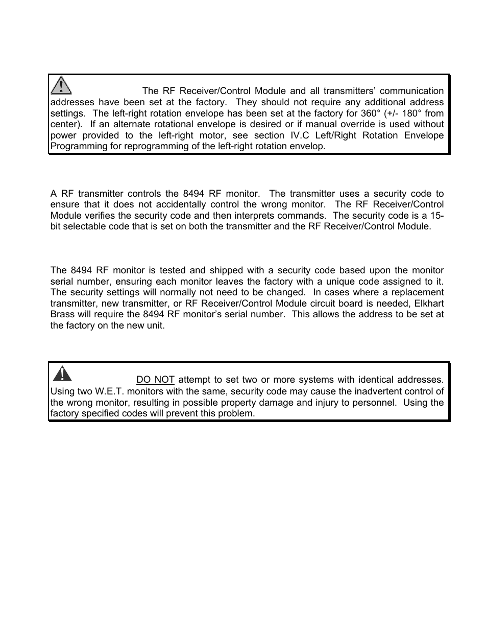 Caution, Danger | Elkhart Brass Sidewinder RF 8494 User Manual | Page 16 / 28