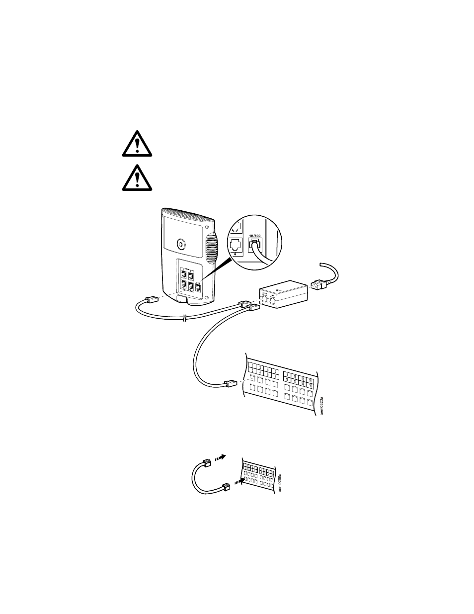 Connect the netbotz 355 to your network, Power-over-ethernet (poe) injector, Poe-capable hub or switch | APC NetBotz Room Monitor 355 NBWL0355 User Manual | Page 16 / 28
