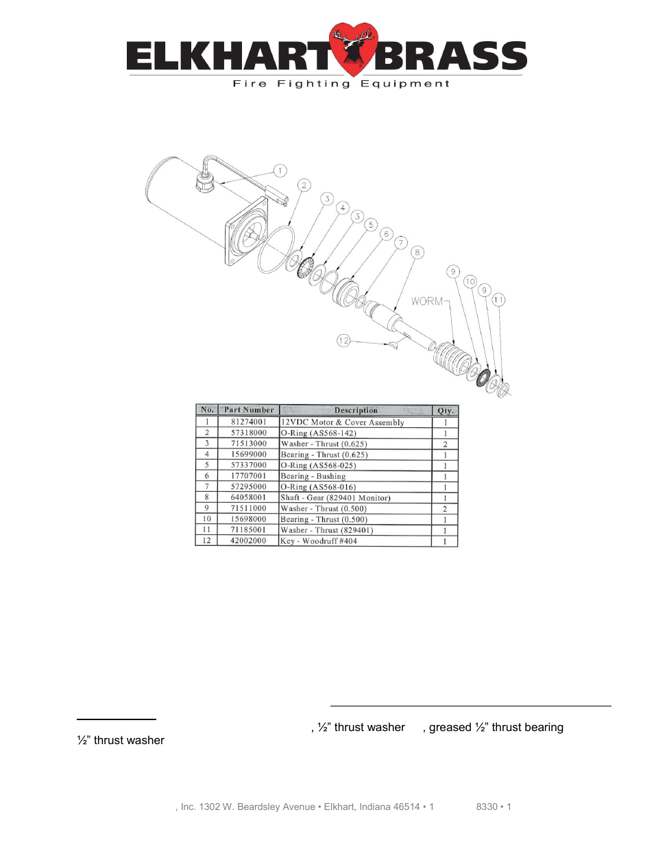 Elkhart Brass 8294-01 Motor Replacement Kit User Manual | 1 page