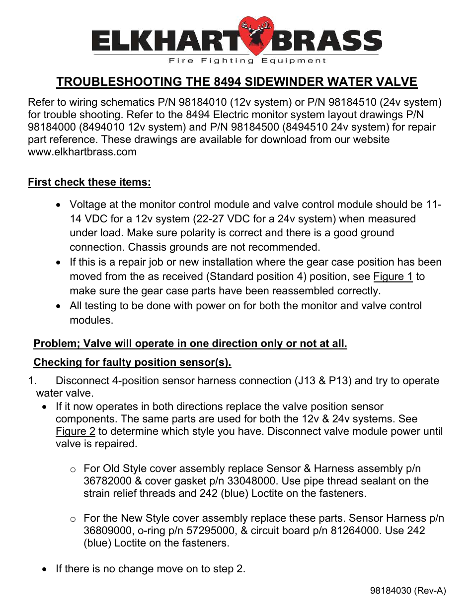 Elkhart Brass SIDEWINDER 8494 WATER VALVE User Manual | 9 pages