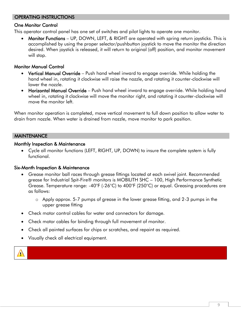 Warning | Elkhart Brass SPIT-FIRE 08394059 Monitor User Manual | Page 9 / 14