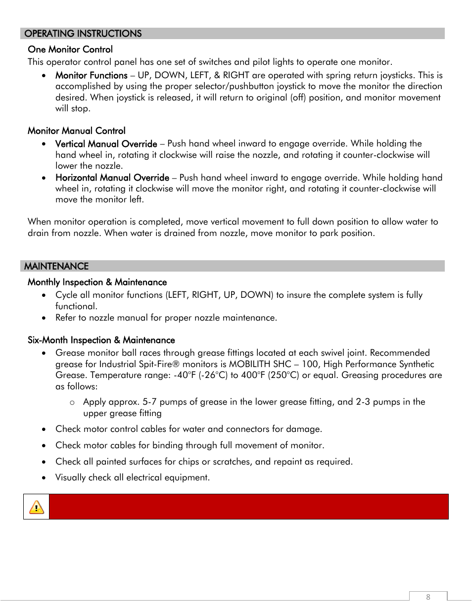 Warning | Elkhart Brass SPIT-FIRE 08394053 Monitor User Manual | Page 8 / 12
