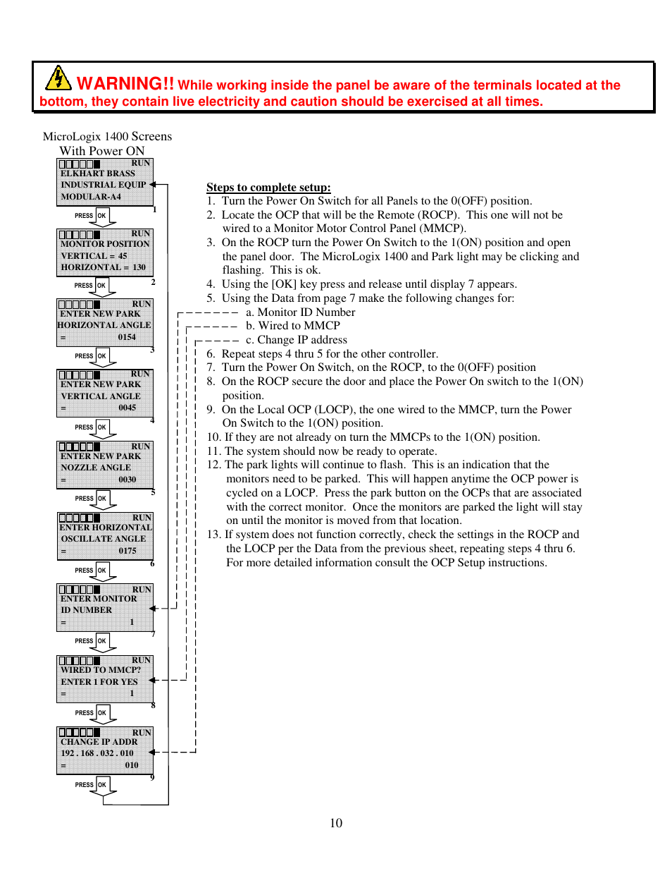 Warning, Equip | Elkhart Brass SPIT-FIRE 8394053 Monitor User Manual | Page 10 / 25