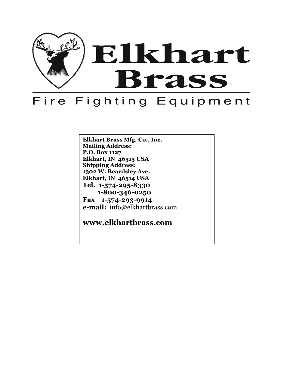 Elkhart Brass ELKHART 253-9 Foam Tubes User Manual | Page 12 / 12