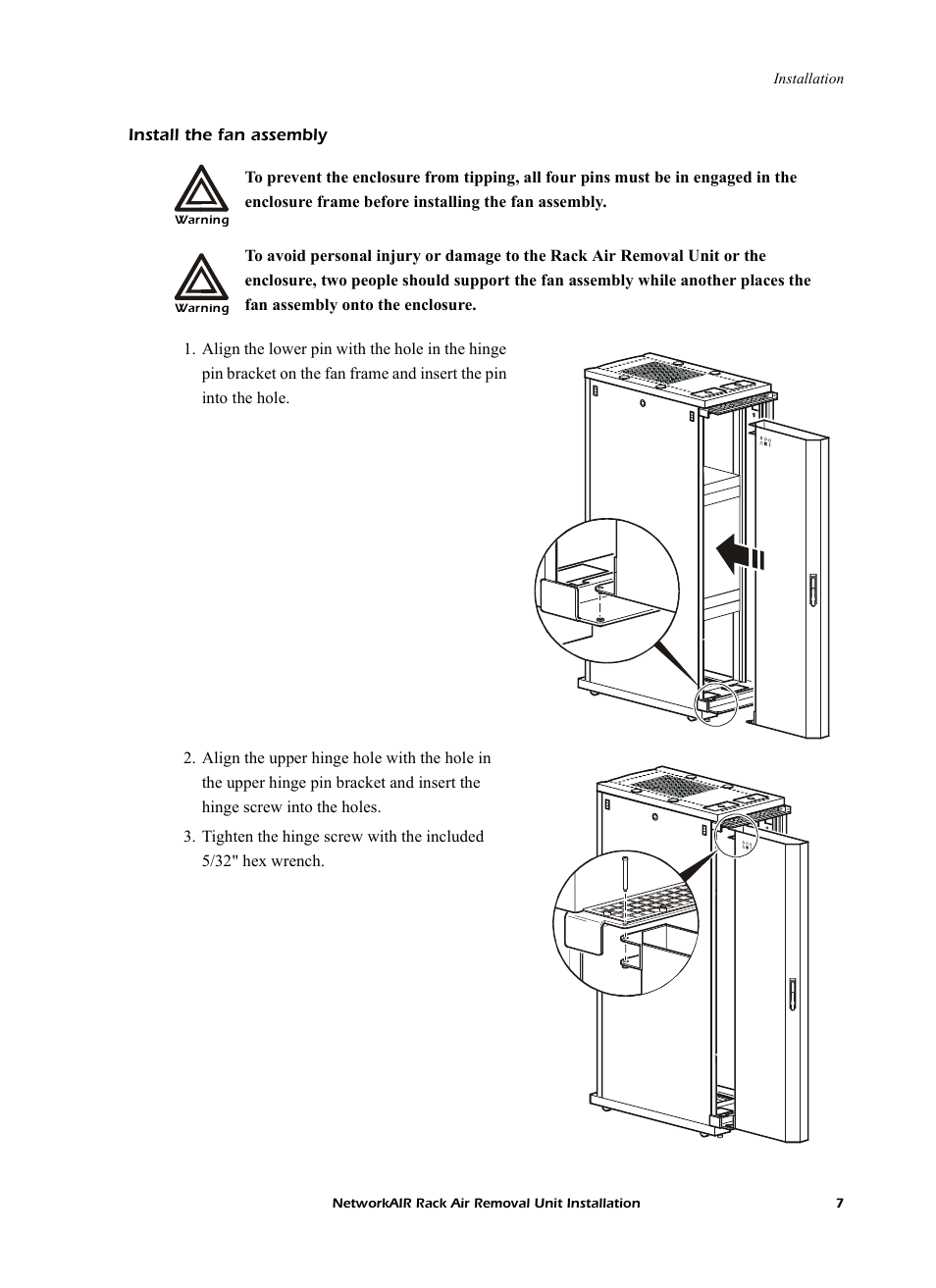 Install the fan assembly | APC NetworkAIR Rack Air Removal Unit ACF102BLK User Manual | Page 11 / 28