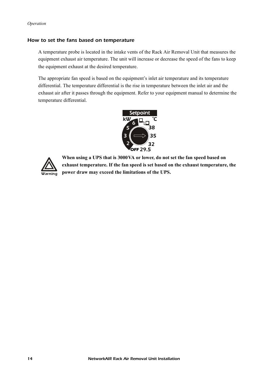 How to set the fans based on temperature | APC NetworkAIR Rack Air Removal Unit ACF102BLK User Manual | Page 18 / 28